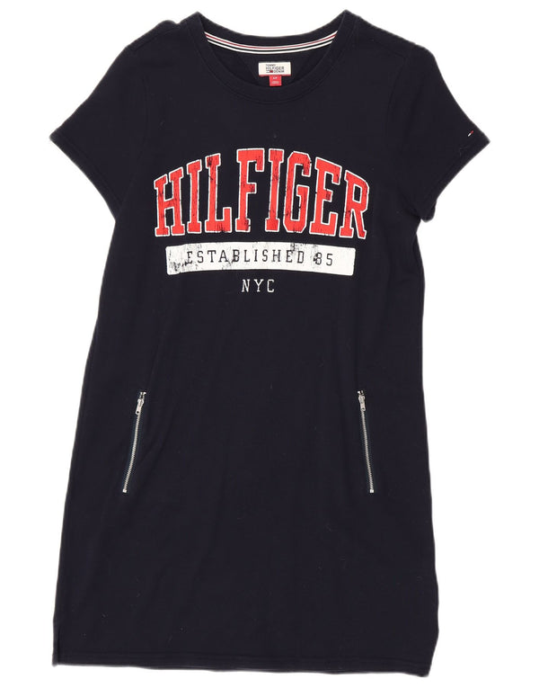 Tommy Hilfiger Dame Loose Fit Grafisk T-Shirt Kjole UK 10 Small Navy Blue