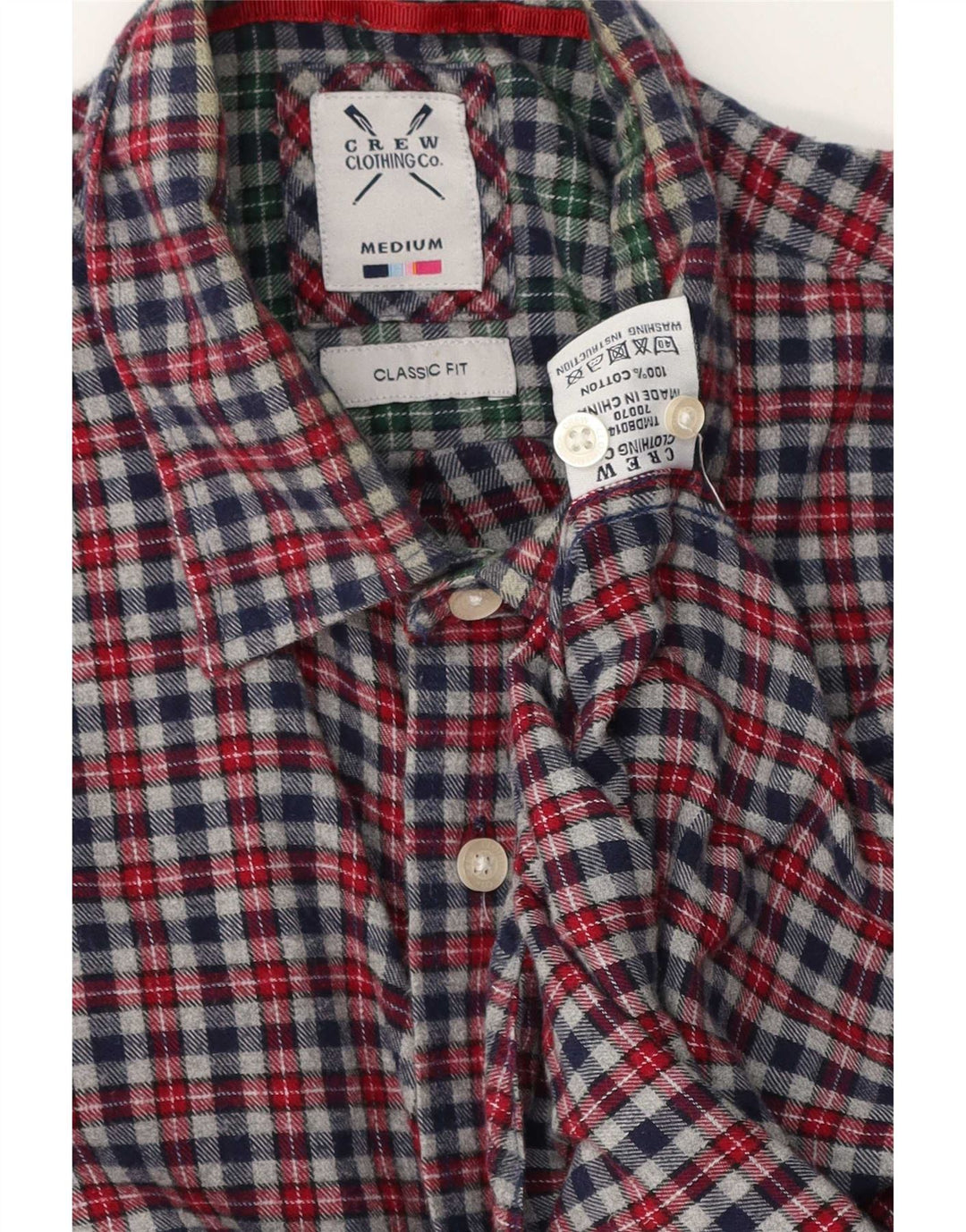 Besætningstøj Herre Classic Fit Flanelskjorte Medium Grey Ternet Bomuld