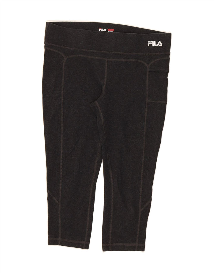 FILA Womens Capri Leggings UK 14 Medium  Black Cotton Vintage Fila and Second-Hand Fila from Messina Hembry 