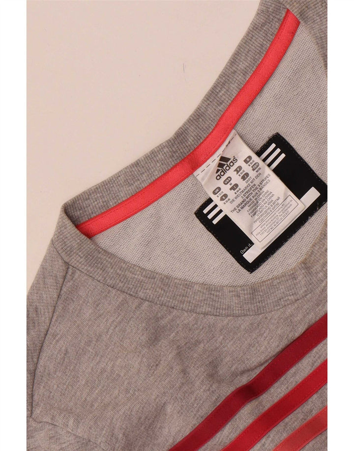Adidas Dame Sweatshirt Jumper UK 12/14 Medium Grey Flecked Bomuld