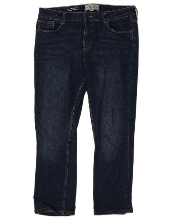Fat Face Dame Cropped Jeans UK 12 Medium W30 L23 Navy Blue Bomuld