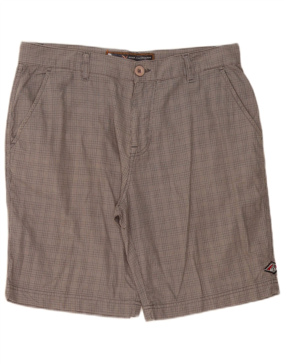 Bear Herre Chino Shorts W34 Stor Grå Houndstooth Bomuld