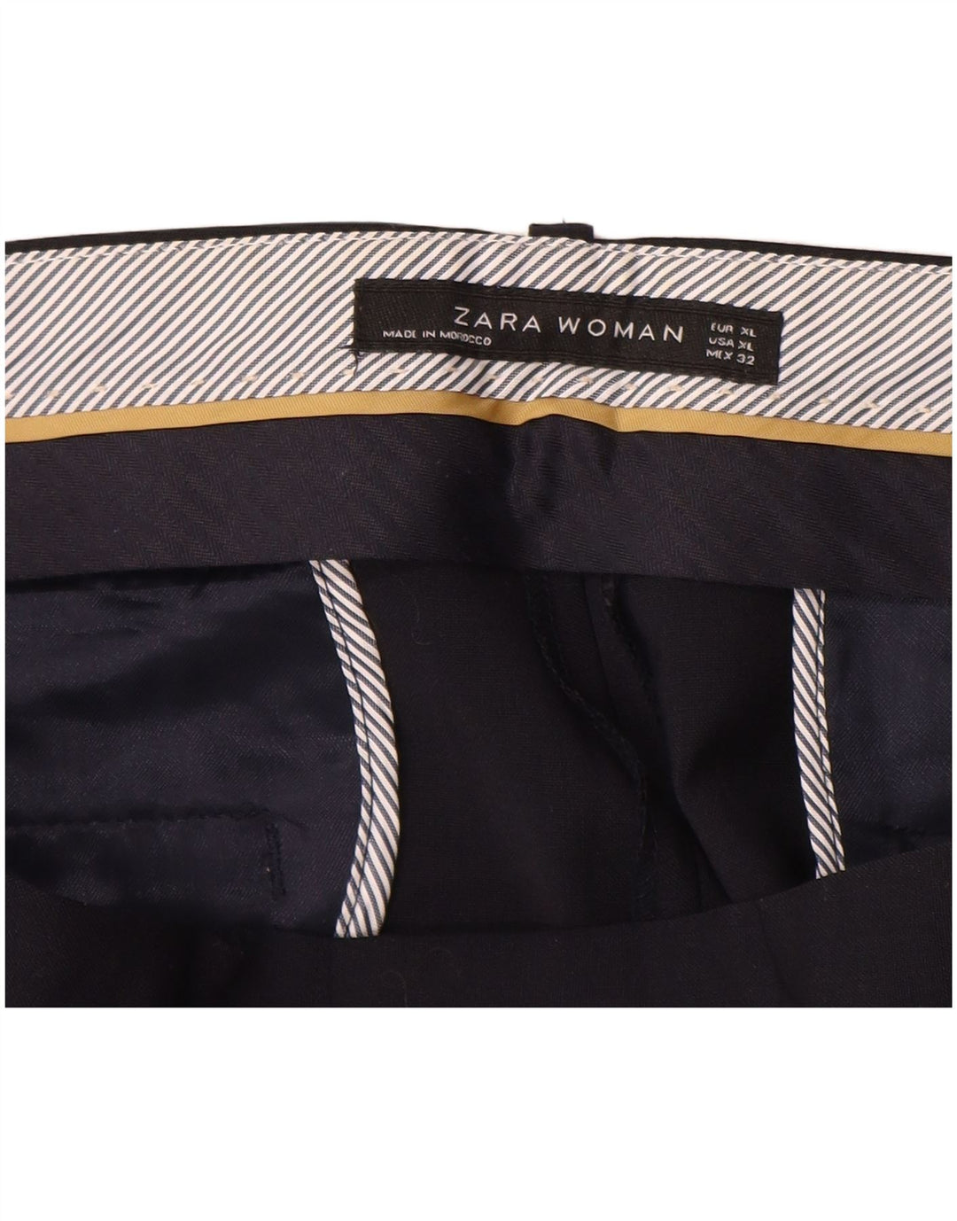ZARA Dame Slim Suit Bukser XL W32 L26 Marineblå Uld
