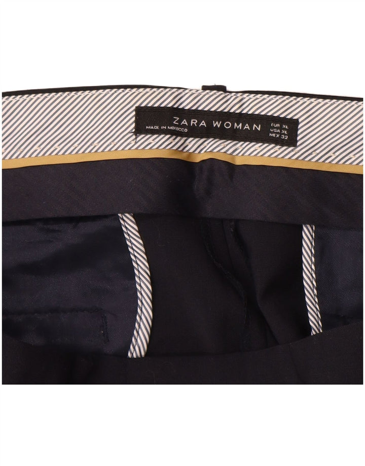 ZARA Dame Slim Suit Bukser XL W32 L26 Marineblå Uld