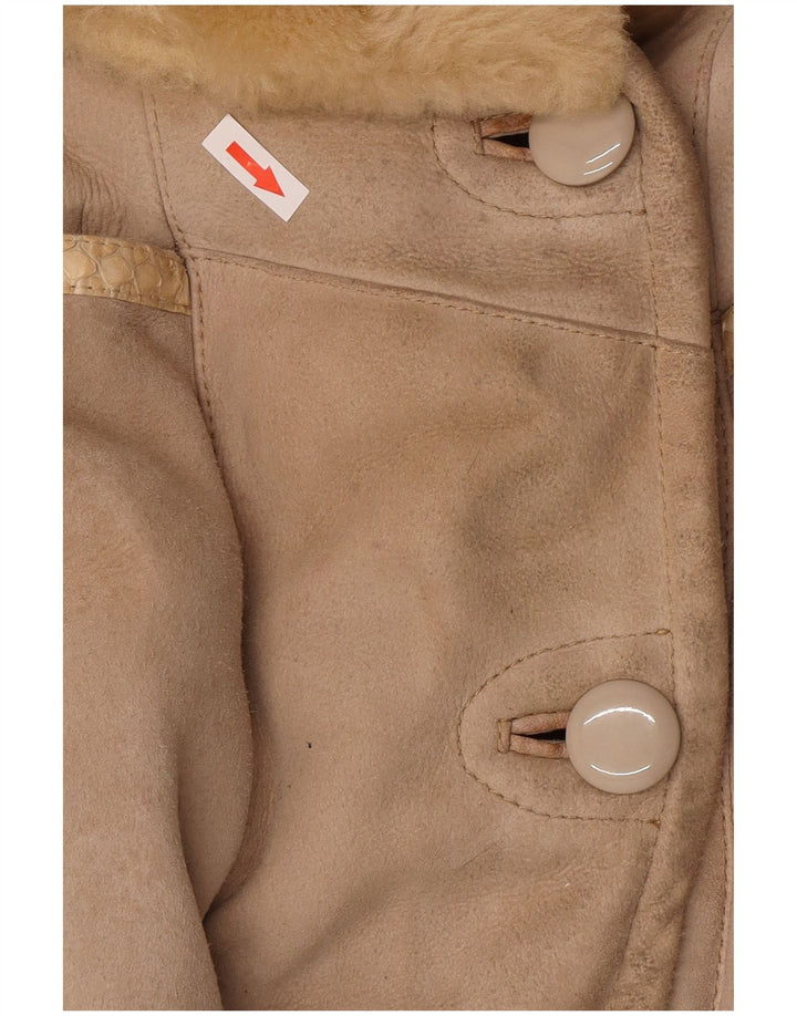 Vintage Dame Shearling Coat UK 14 Medium Beige Shearling