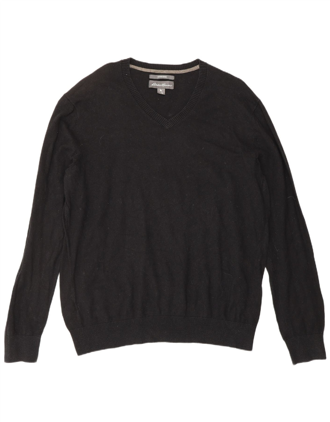 Eddie Bauer Herre V-hals sweater XL sort bomuld