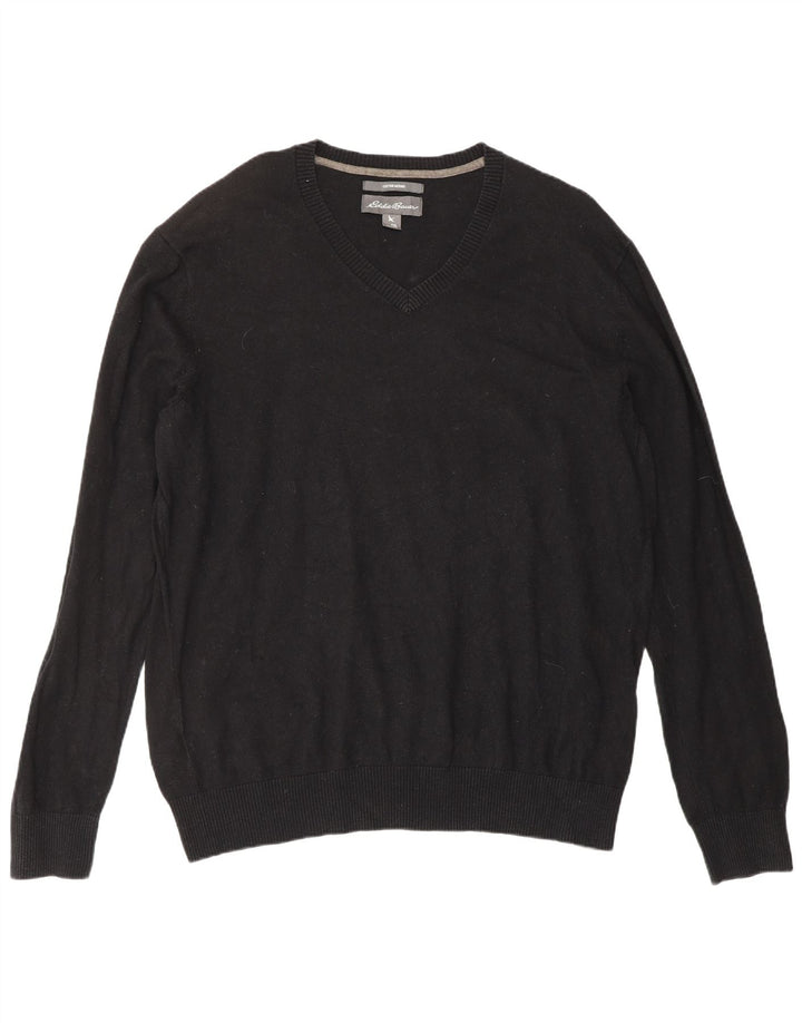 Eddie Bauer Herre V-hals sweater XL sort bomuld