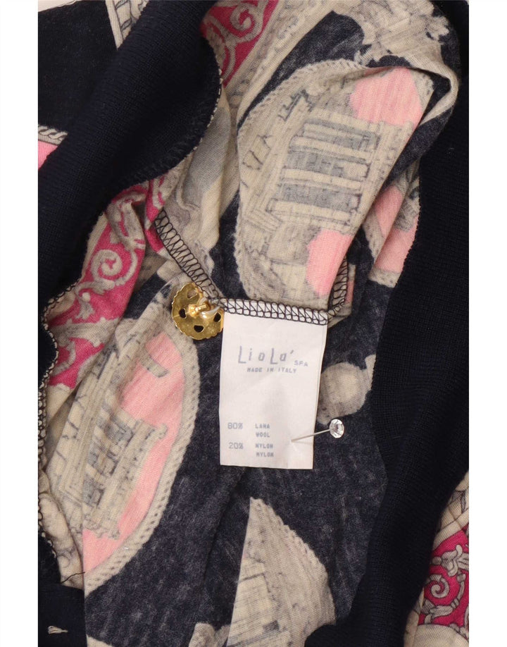 Liola kvinders abstrakt mønster cardigan sweater UK 16 Stor sort uld