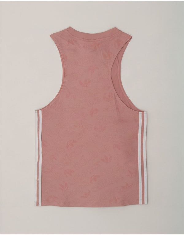 Adidas Dame Grafisk Vest Top UK 8 Small Pink Bomuld
