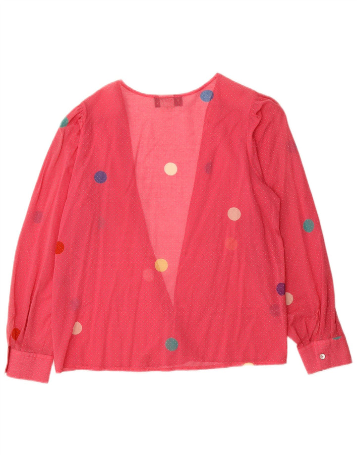 CONFEZIONI Womens Shirt Blouse IT 44 Medium Pink Polka Dot Cotton