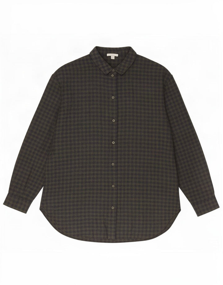Cos Dame Flanelskjorte EU 40 Medium Khaki Ternet Viscose