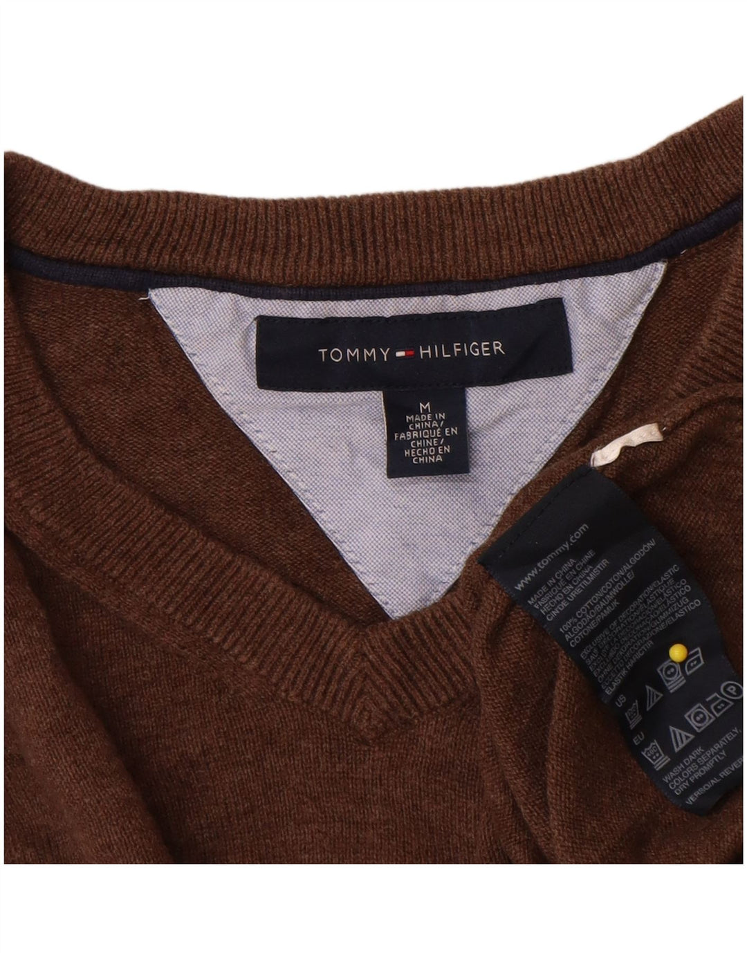 Tommy Hilfiger Herre V-hals sweater Medium Brun Bomuld