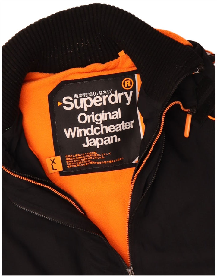 SUPERDRY Herre The Windcheater Graphic Windbreaker Jacket UK 42 XL Sort