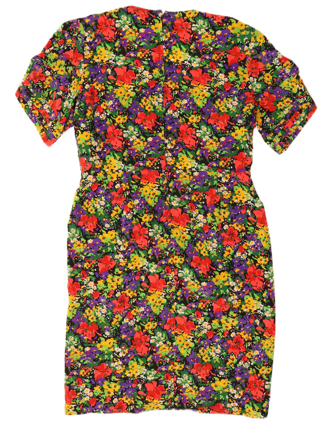 Vintage dameskedekjole US 18 2XL flerfarvet blomsterpolyester