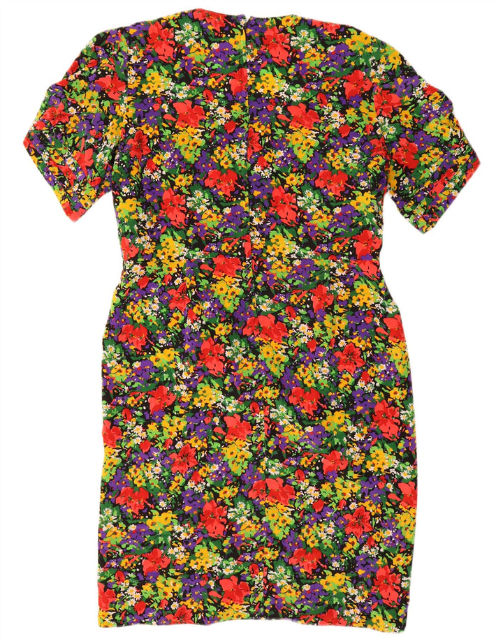 Vintage dameskedekjole US 18 2XL flerfarvet blomsterpolyester