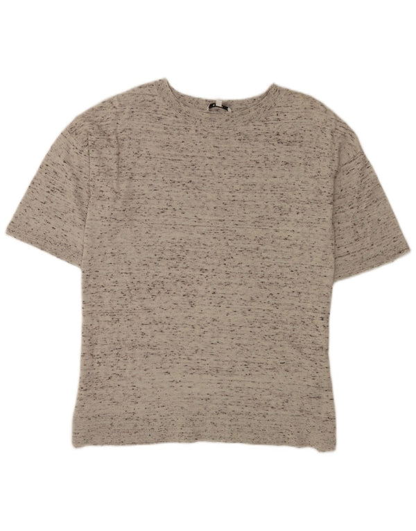 Reiss Dame T-Shirt Top UK 12 Medium Grey Flecked Bomuld