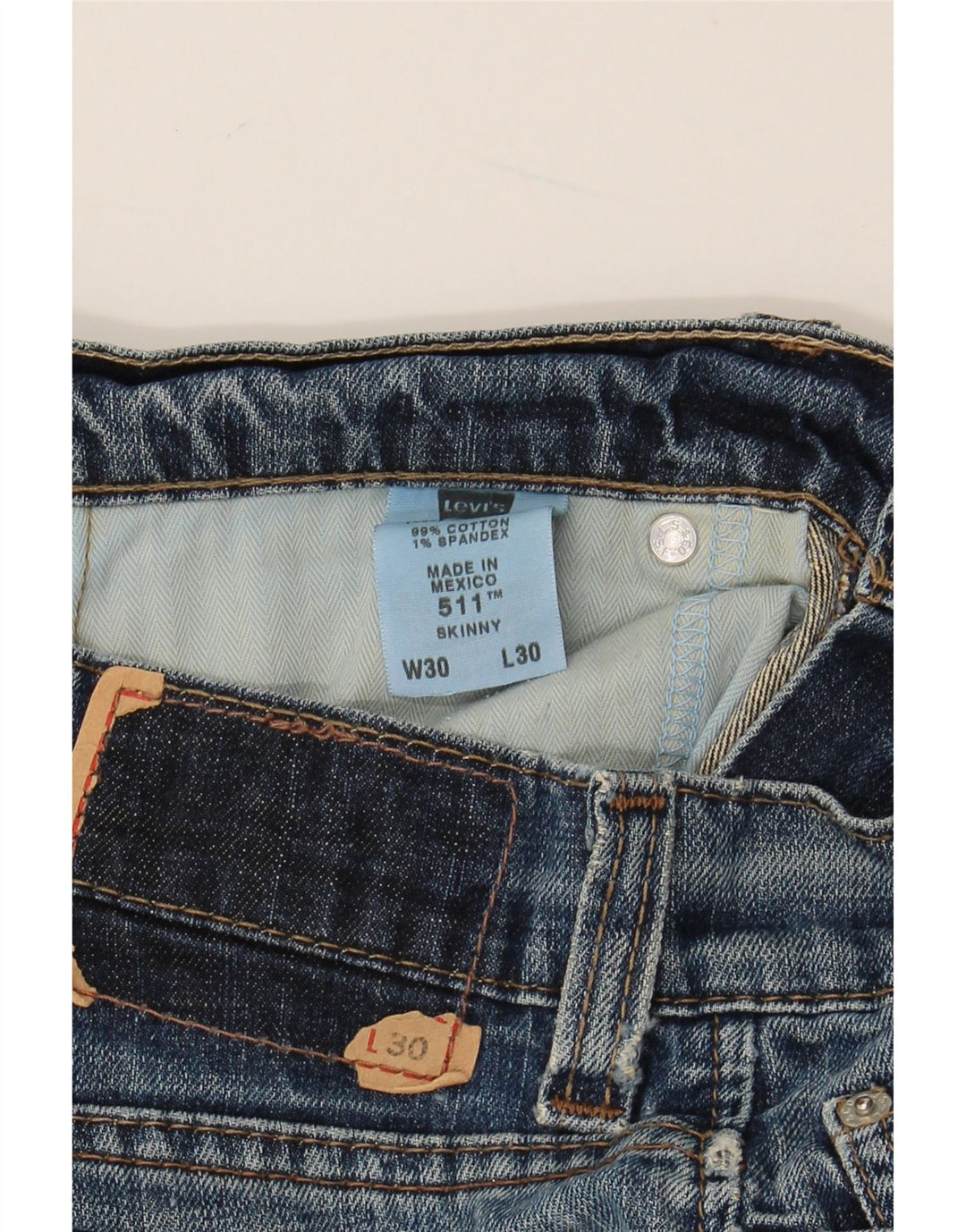 LEVI'S Dame 511 Skinny Jeans W30 L30 Blå Bomuld