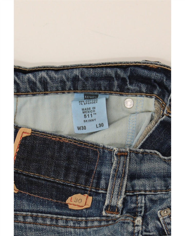 LEVI'S Dame 511 Skinny Jeans W30 L30 Blå Bomuld
