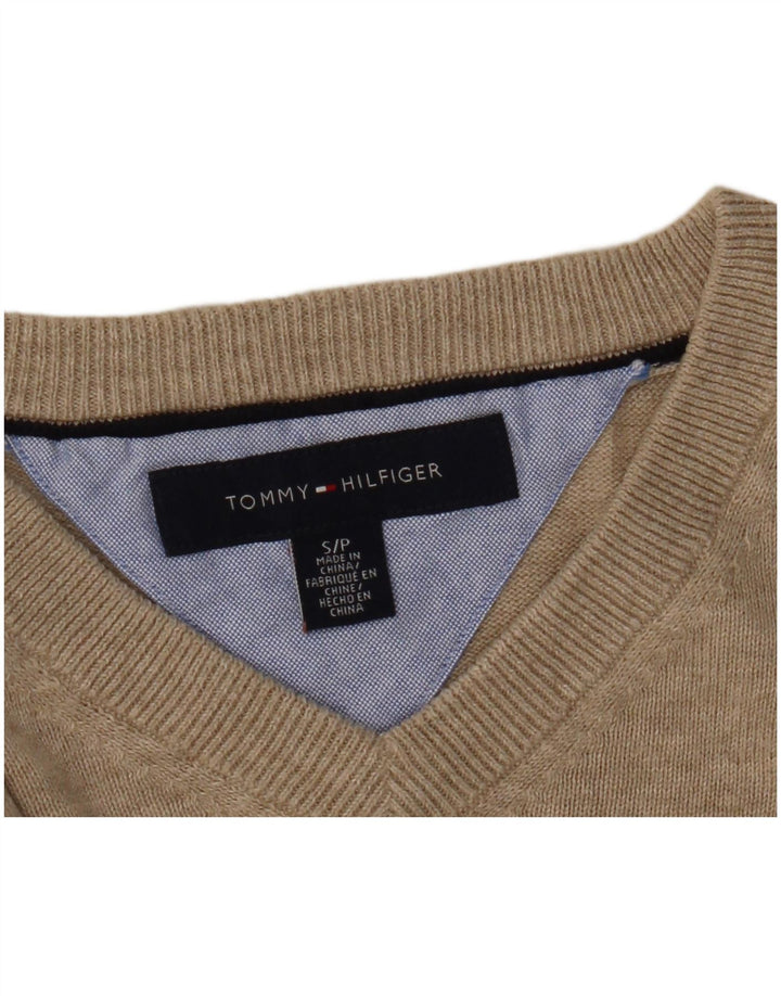 Tommy Hilfiger Herre V-hals sweater Small Beige Flecked