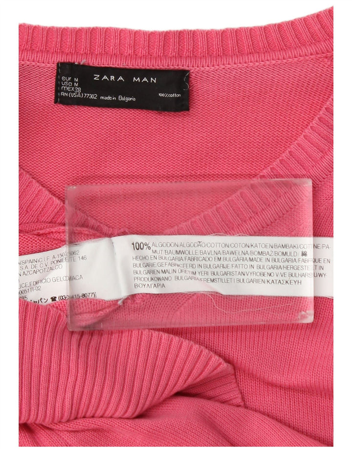 Zara Herre V-hals sweater Medium Pink Bomuld