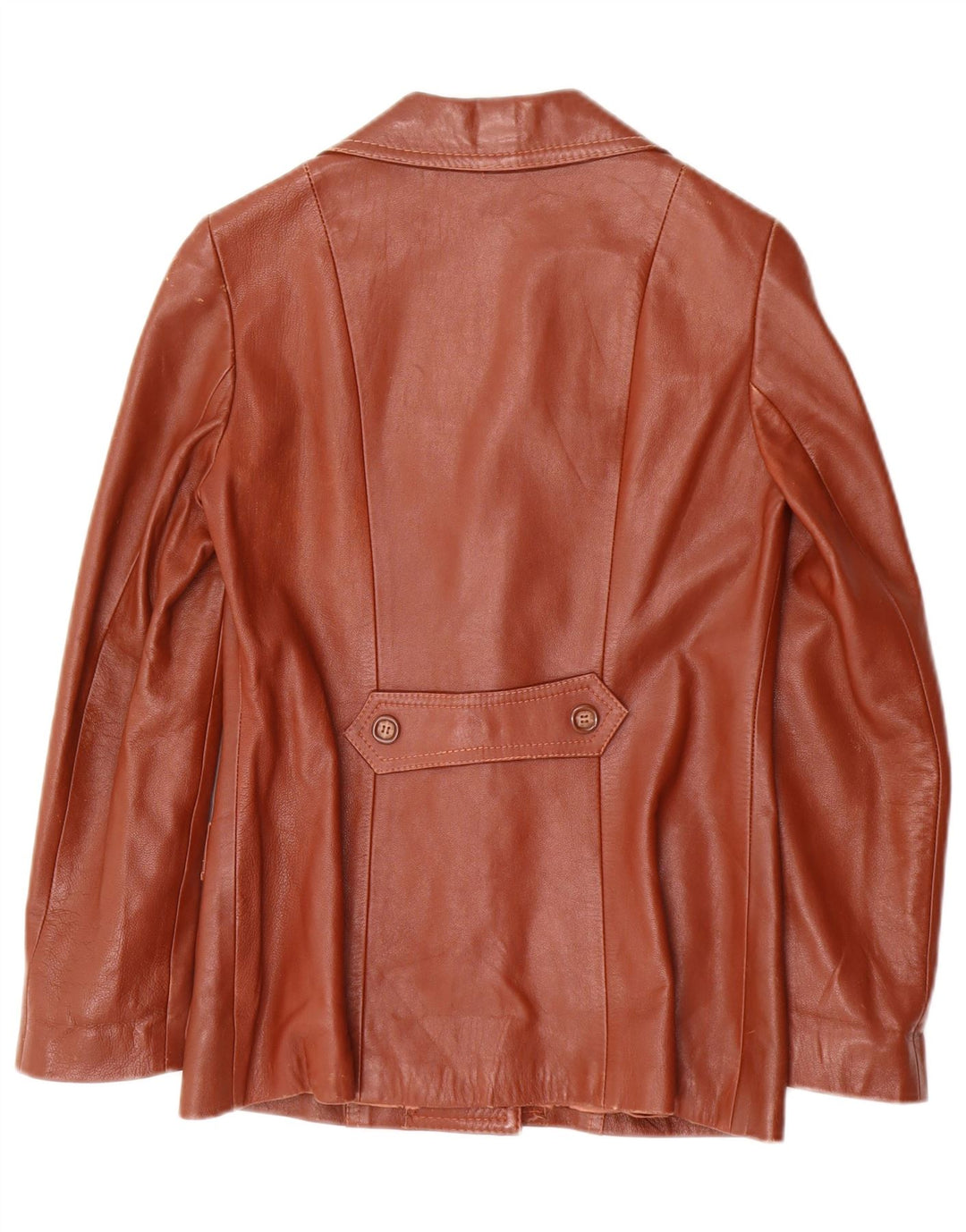 Vintage dame 3-knaps læder blazerjakke IT 40 lille brunt læder