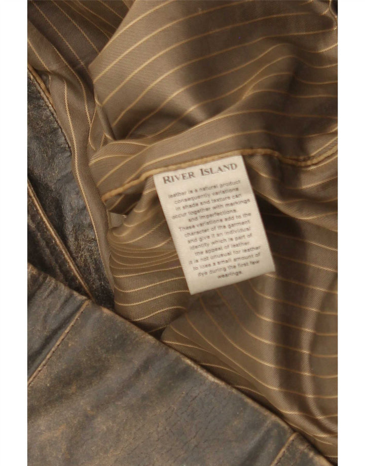 River Island Herre Læderjakke UK 38 Medium Brun