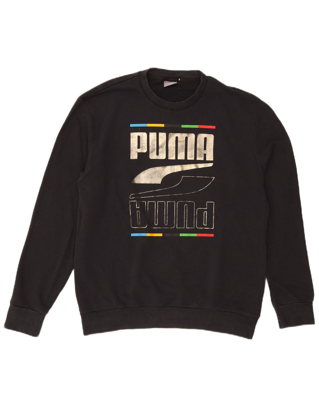 Puma Herre Grafisk Sweatshirt Jumper Medium Sort Bomuld