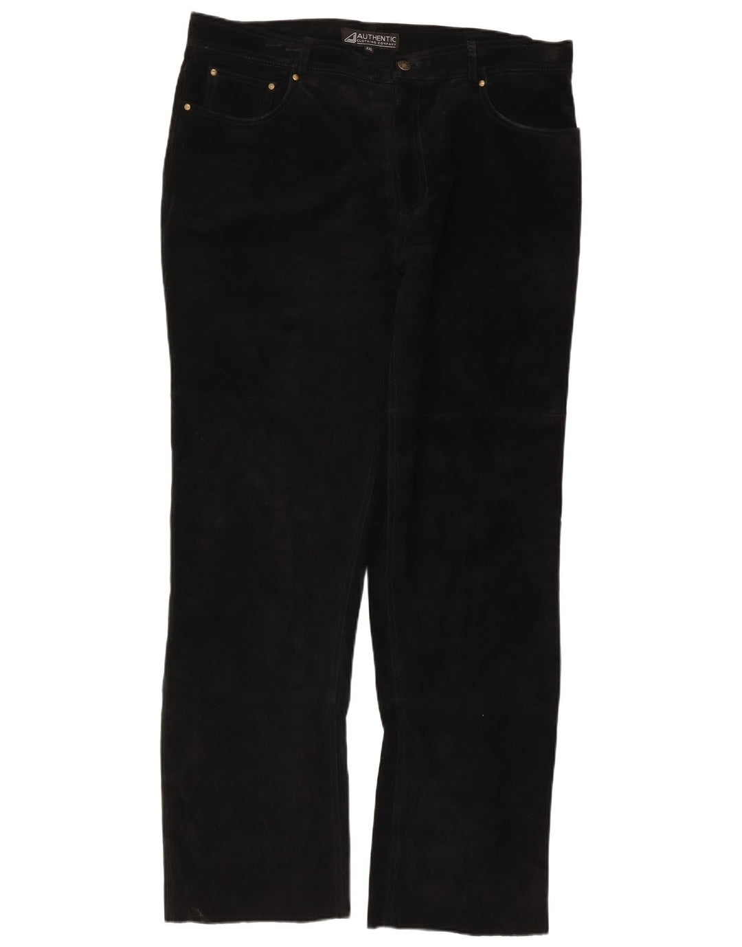 Autentiske herre lige ruskindsbukser 2XL W38 L32 sort læder