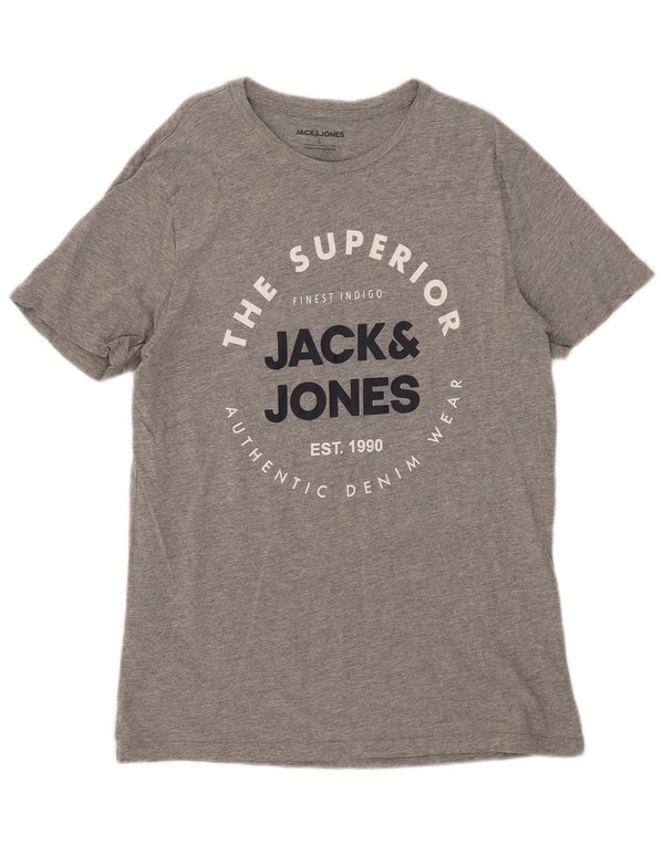 Jack & Jones Herre grafisk T-shirt Top Stor grå flækket bomuld