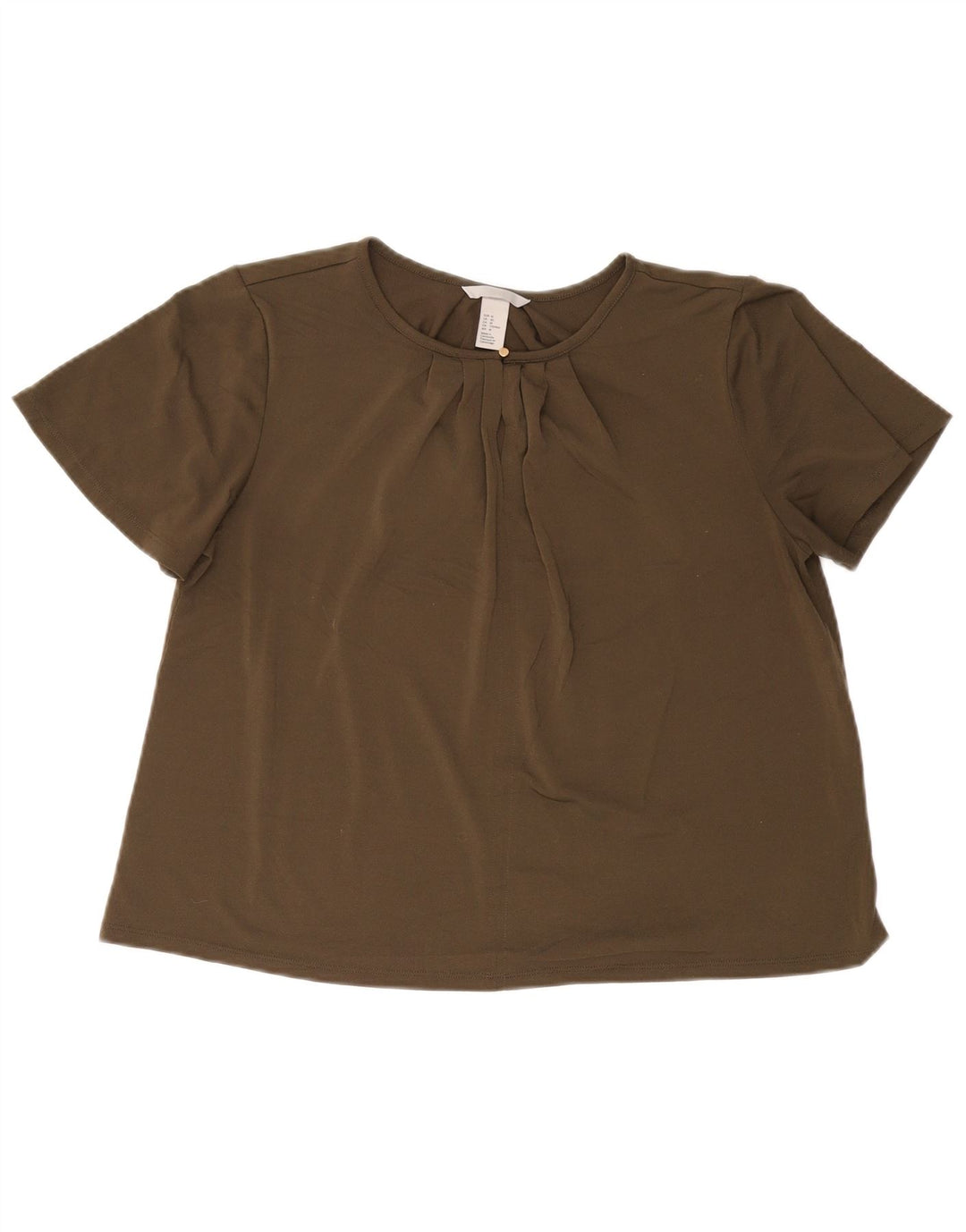 H&M Damebluse Top UK 14 Medium Khaki Polyester