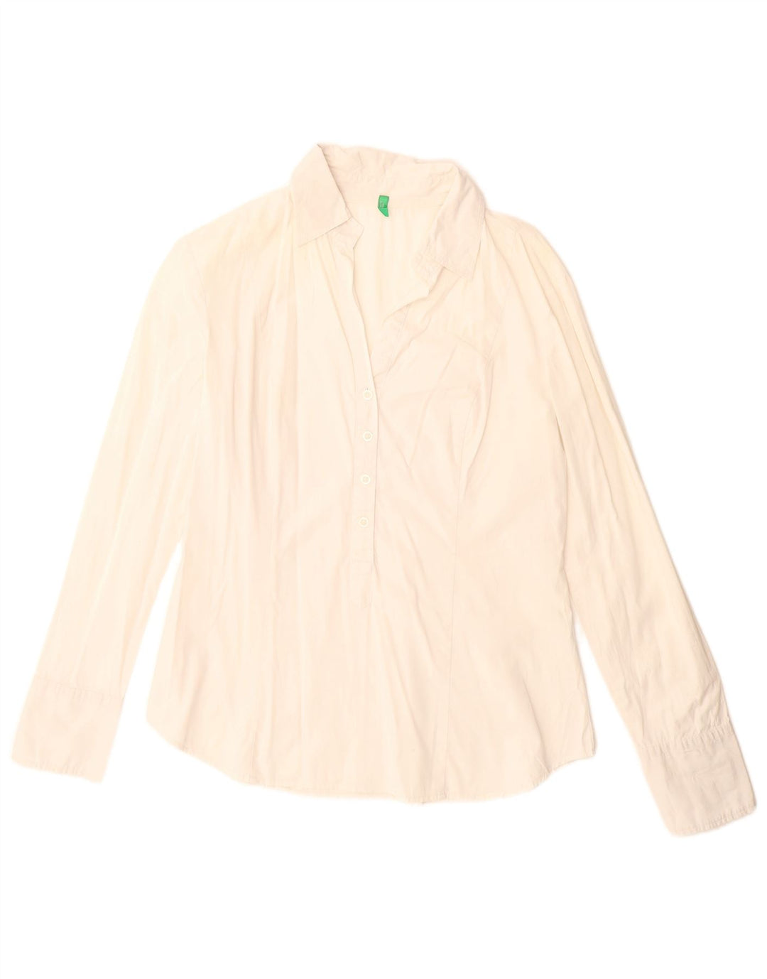 Benetton Dame Pullover Shirt UK 16 Large Off White Bomuld