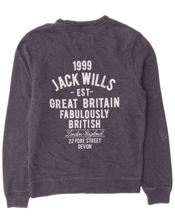 Jack Wills Herre Grafisk Sweatshirt Jumper Medium Navyblå Bomuld
