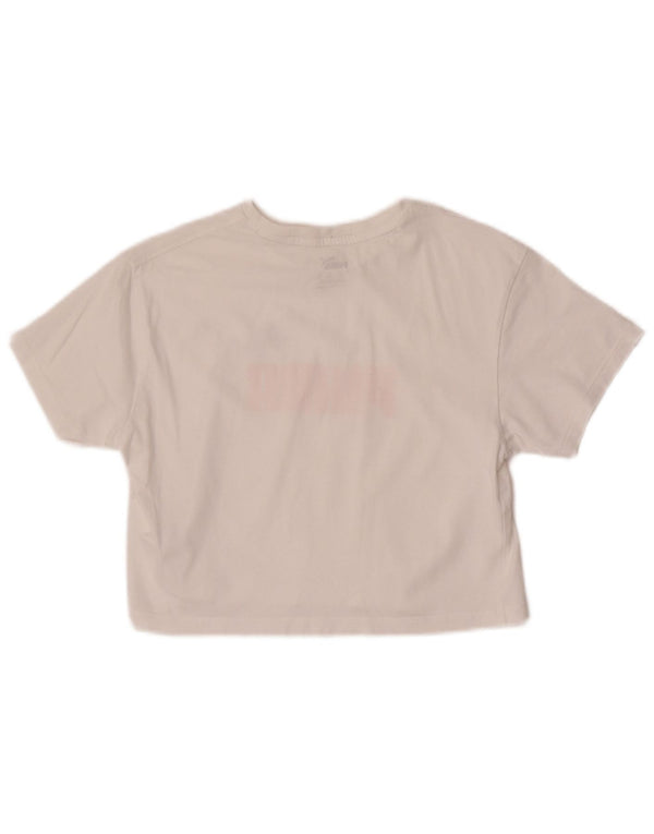 Puma Girls Crop Grafisk T-Shirt Top 9-10 År Hvid Bomuld