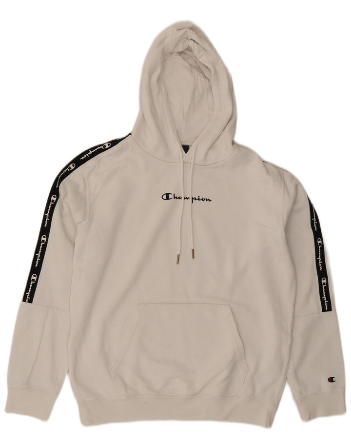 Champion Herre grafisk hættetrøje Jumper Medium White Colourblock Bomuld