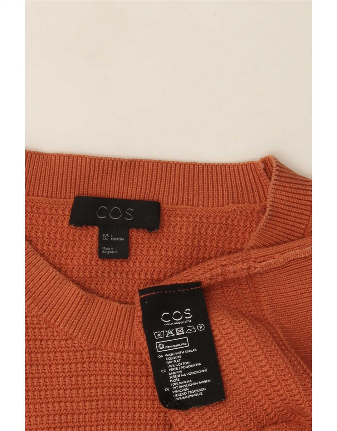 Cos Herre trøje med rund hals, stor orange bomuld