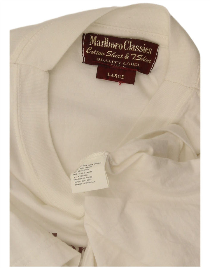 Marlboro Classics Herre Grafisk T-Shirt Top Stor Hvid Bomuld