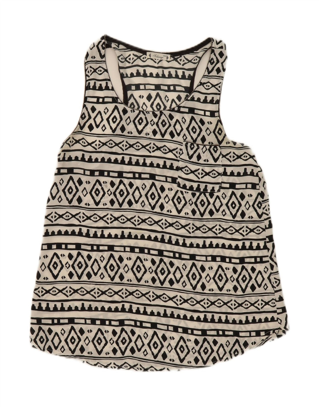 SOLANGE Womens Vest Top UK 10 Small White Geometric