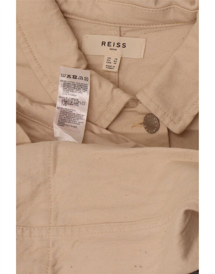 Reiss Dame Denim Utility Jacket UK 14 Medium Off White Bomuld