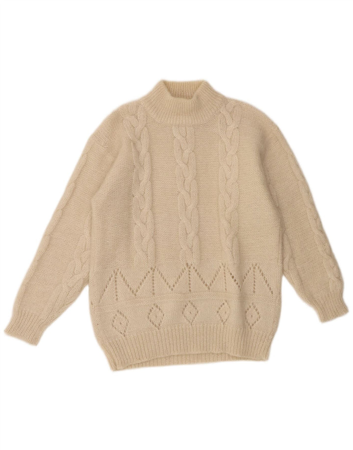 Vintage Dame Turtle Neck Jumper Sweater UK 16 Large Off White