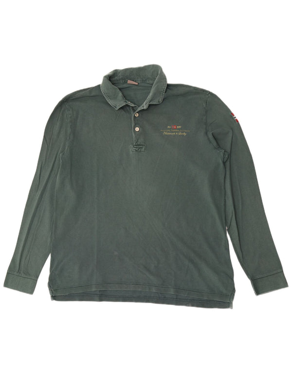 Napapijri Herre Geographic Langærmet Polo Shirt 2XL Grøn Bomuld