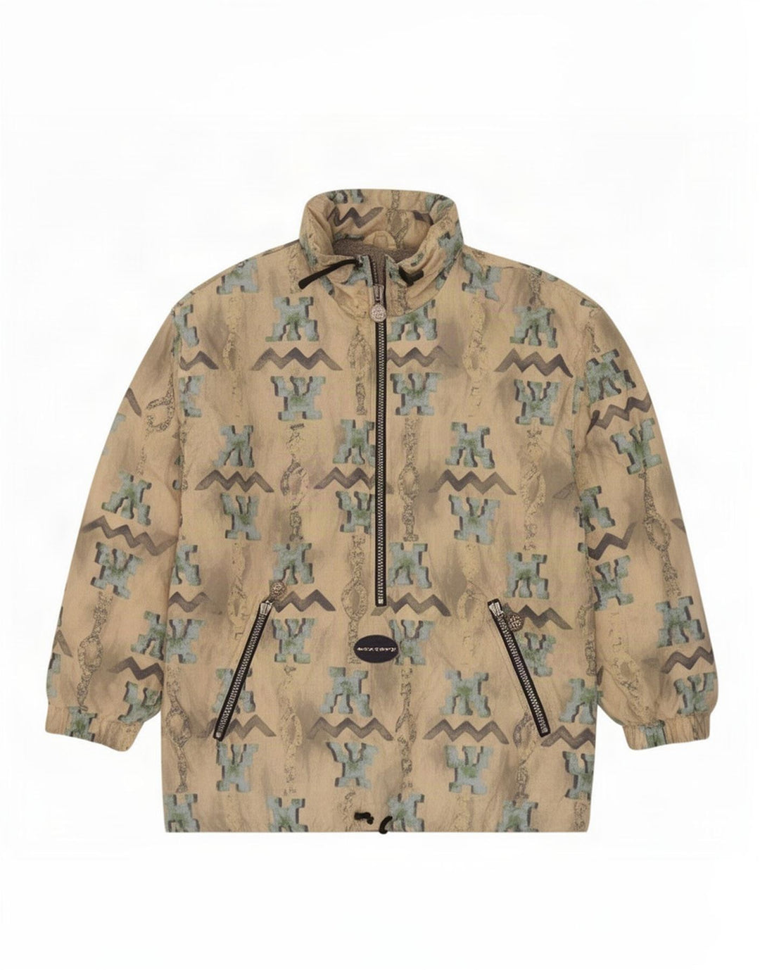 Exxtasy Herre abstrakt mønster Loose Fit Anorak Jacket UK 36 Small Off White