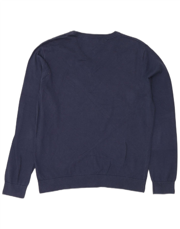 TOMMY HILFIGER Herre V-hals sweater XL marineblå bomuld