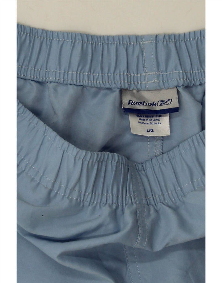 REEBOK Womens Sport Shorts UK 14 Large Blue Polyester Vintage Reebok and Second-Hand Reebok from Messina Hembry 