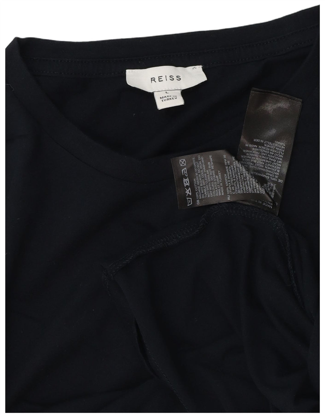 Reiss Herre T-Shirt Top Stor Marineblå Bomuld