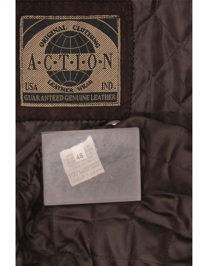 Vintage læderjakke til mænd IT 48 Medium brunt læder