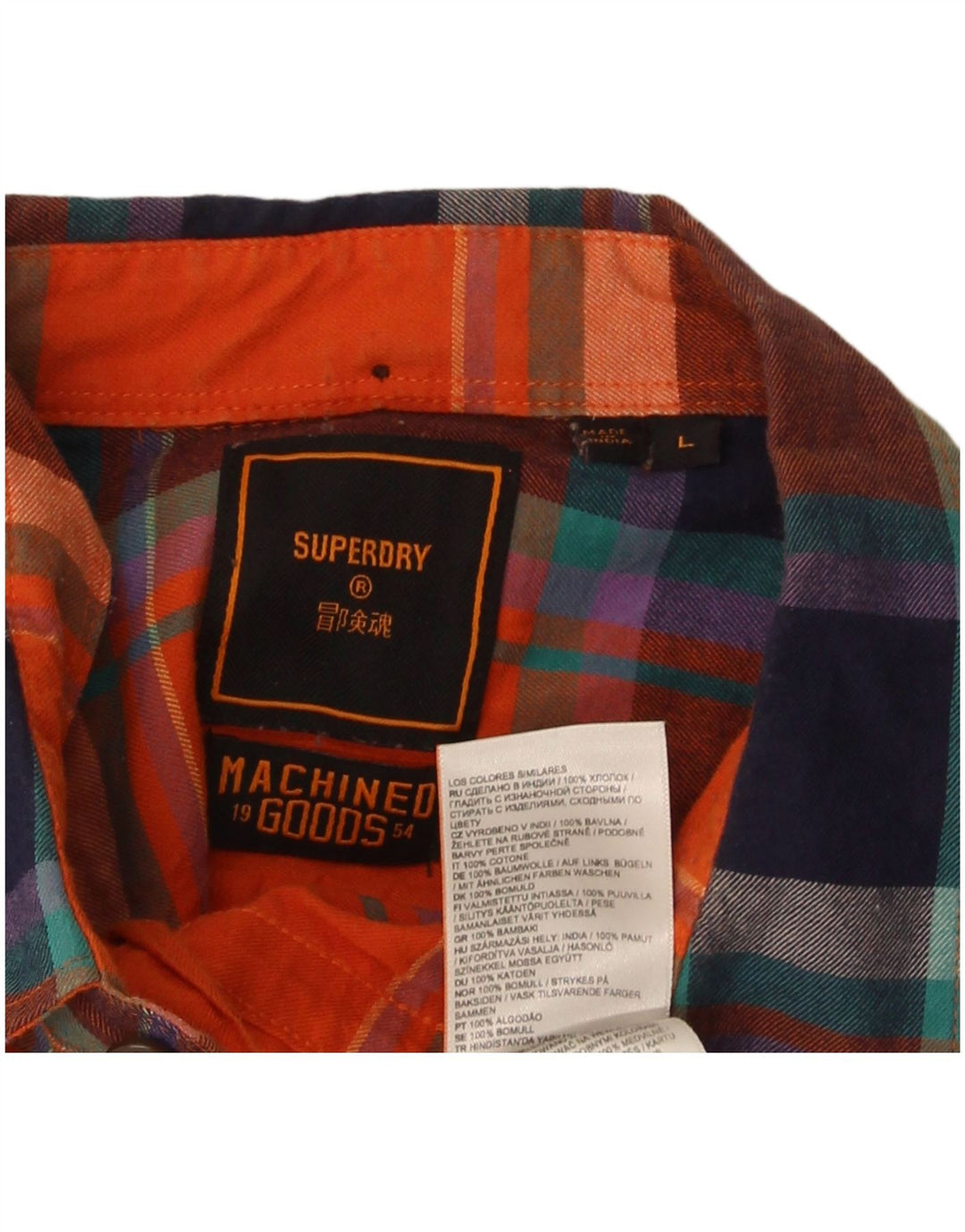 Superdry Flanellskjorte til mænd, stor orange plaid bomuld