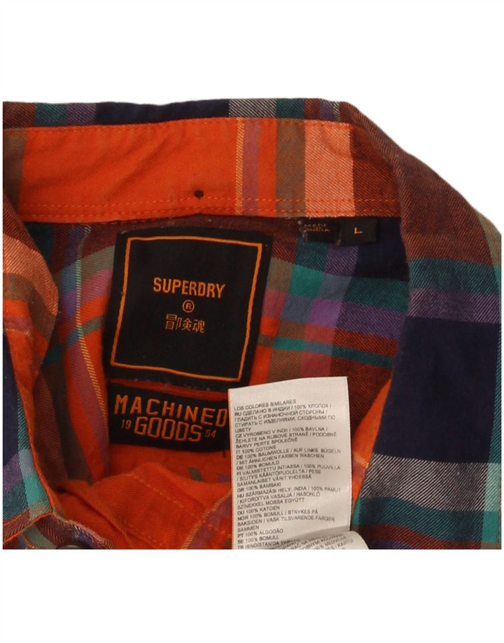 Superdry Flanellskjorte til mænd, stor orange plaid bomuld