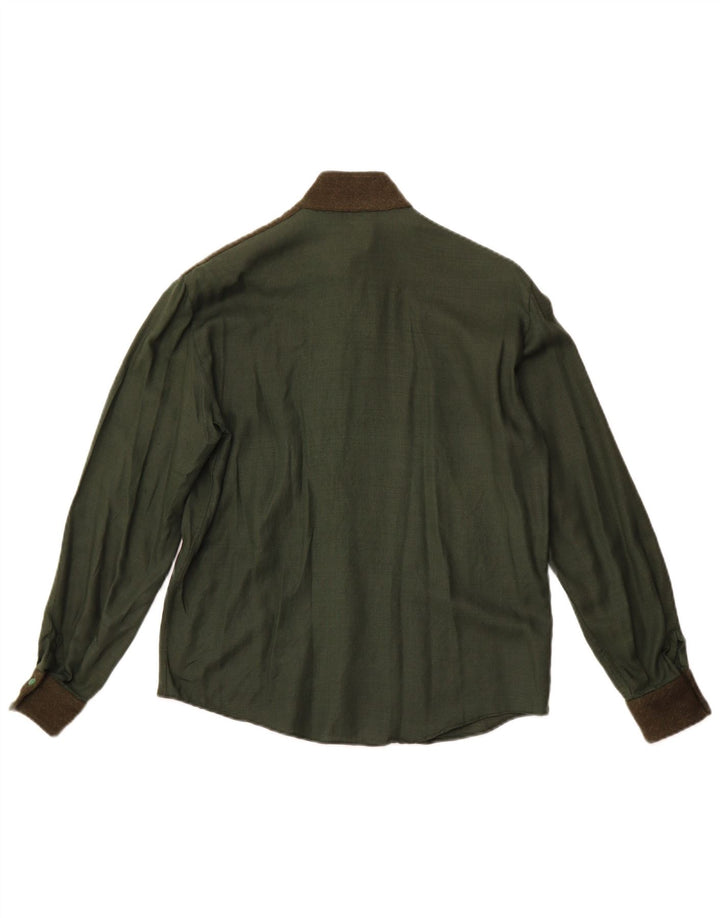 PANCALDI & B Dame Military Shirt Bluse UK 14 Medium Green Colourblock