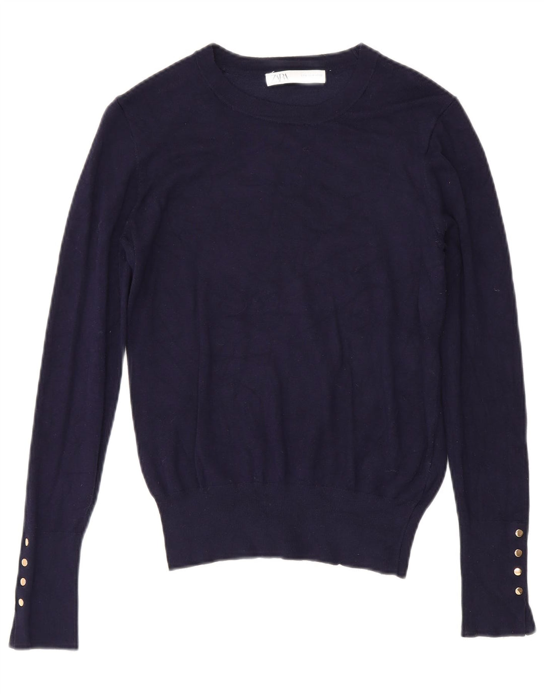 Zara Dame Boat Neck Jumper Sweater UK 12 Medium Navy Blue