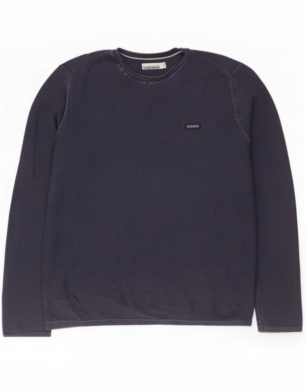 Napapijri sweater med rund hals til mænd mellem marineblå bomuld